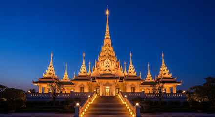 Fototapeta premium Ram Mandir in Ayodhya. Decorated with lamps and lights for Diwali celebration