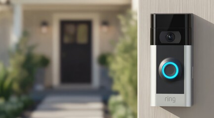 Smart Home Security Ring Video Doorbell at Front Door.