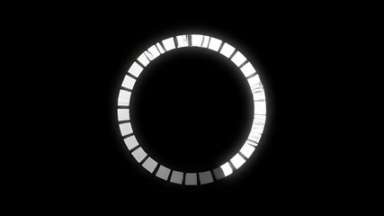 Futuristic Loading Circle Animation with Glowing Segments on Black Background. - Powered by Adobe