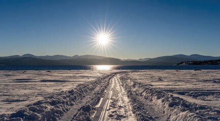 Snowy Path Leading to the Sun.