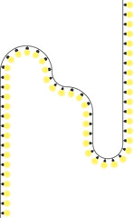 Abstract rounded light bulb path presenting glowing bulbs along a curved continuous form.