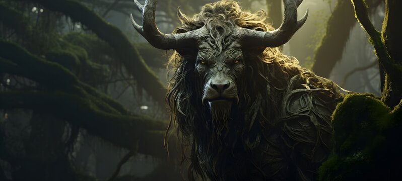 realistic photo of a glossy minotaur liger dryad,generative AI