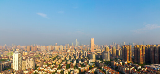 Changsha city skyline panoramic high-angle landscape, China