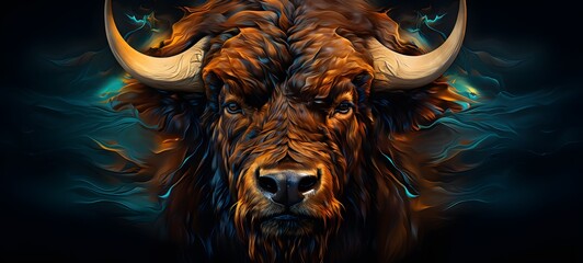 realistic photo of a glossy bison head lion,generative AI