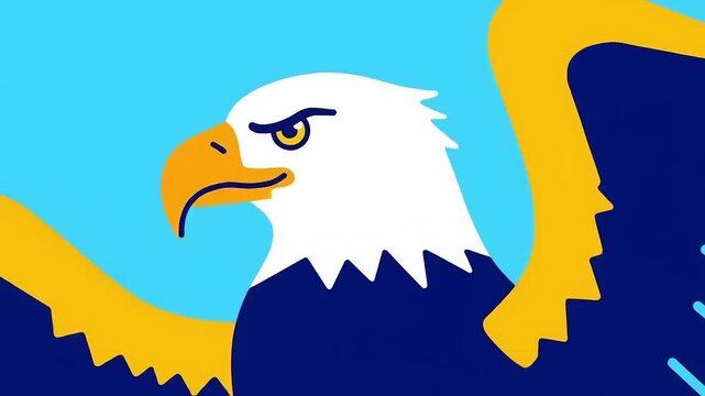 Bald Eagle Illustration with Outstretched Wings.