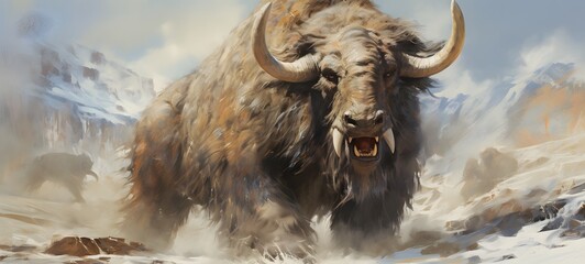 realistic photo of a glossy mammoth fenrir driyad,generative AI