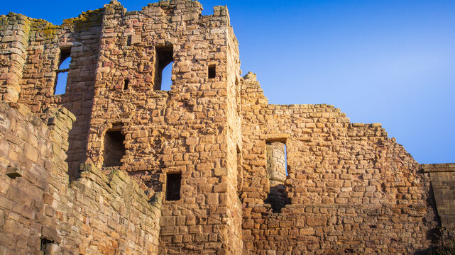 Tynemouth Priory and Castle, in strong low winter sunshine, January 2026