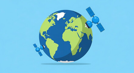 Satellites Orbiting Earth Global Network.
