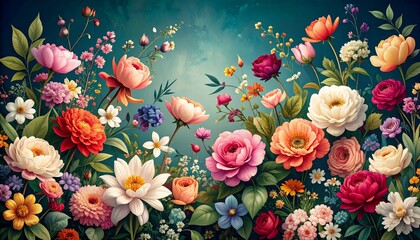 Vibrant Floral Abundance - A Symphony of Colors and Textures.