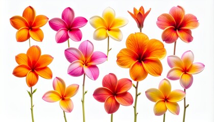 Vibrant Plumeria Flowers - A Colorful Collection of Tropical Blooms.