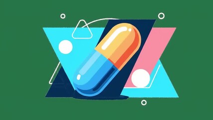Blue and Orange Pill Capsule Graphic Animation.
