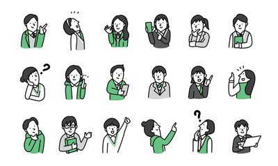 笑顔やポーズのアバターアイコンセット　中学生・高校生