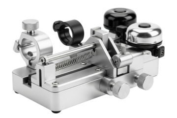 Adjustable metal fishing line spooler tool for reel winding isolated with transparent background