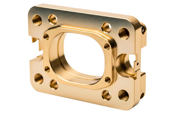 Circular machined gold metal mechanical locking ring isolated with transparent background