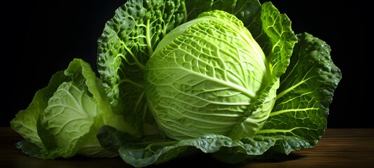 Fototapeta premium realistic photo of a glossy cabbage,generative AI