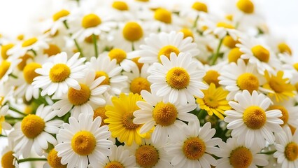 A beautiful close-up of a large bouquet filled with white daisies and yellow centers. National Daisy Day daisy flower image, fresh daisy concept, nature themed visual 