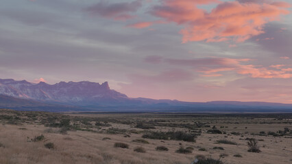 sunrise shot of cerro pinaculo peak in the patagonia region