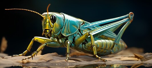 realistic photo of a glossy GrassHopper ,generative AI