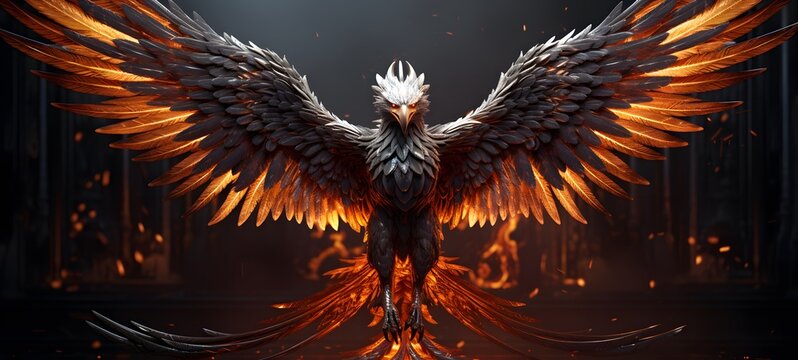 realistic photo of a glossy garuda phoenix,generative AI
