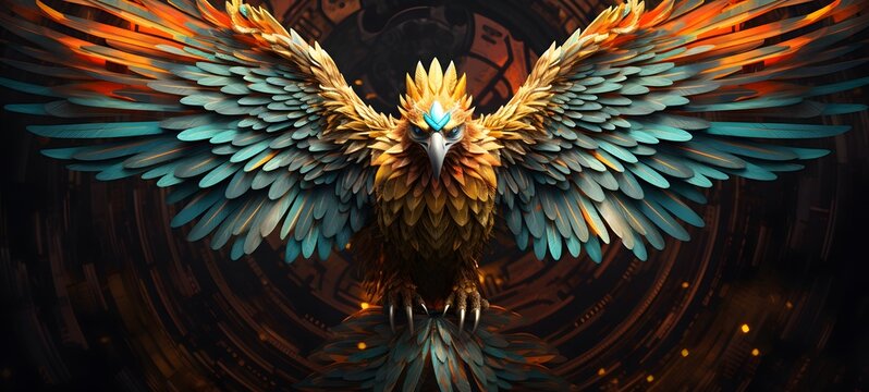 realistic photo of a glossy garuda phoenix,generative AI