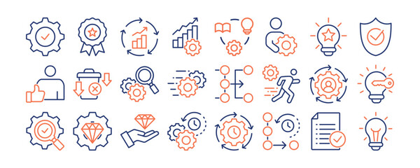 Operational Excellence icon collection set. Containing design Efficiency, Performance, Continuous Improve, Process Optimization, Lean Management	