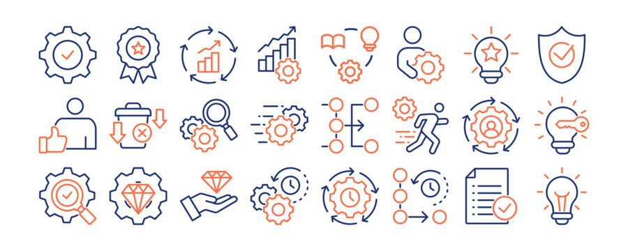 Operational Excellence icon collection set. Containing design Efficiency, Performance, Continuous Improve, Process Optimization, Lean Management	