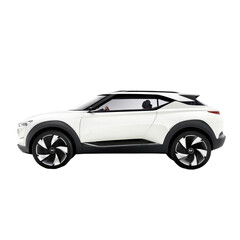 Obraz premium White SUV Coupe Side View With Black Wheels And Transparent Background