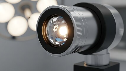 Camera Lens Closeup with Spotlight Focus.