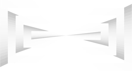 A minimalist, abstract background featuring symmetrical white paper-like folds creating a corridor effect that recedes into a central vanishing point.