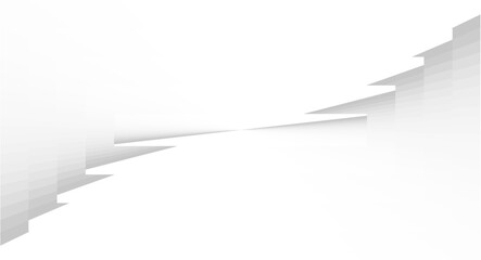 A minimalist abstract background featuring a diagonal, jagged fissure with layered grey shadowing on a white surface, creating a 3D torn-paper effect.