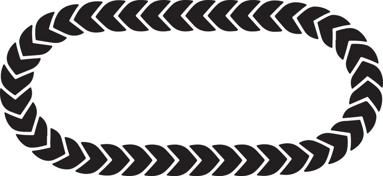Oval border frame composed entirely of repetitive chevron shapes abstract graphic element geometric decorative pattern background illustration