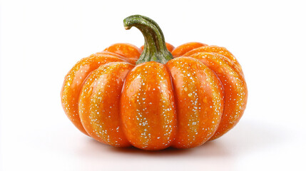 Bright orange pumpkin sitting on a white surface