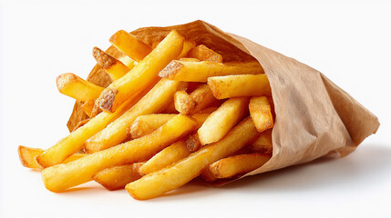 Crispy fries served in a brown paper bag at a fast food place