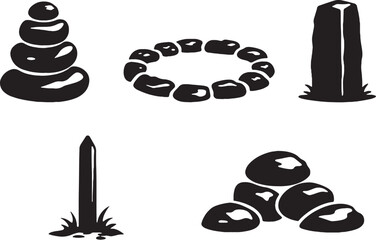 Spring stones and land markers black silhouette icon 