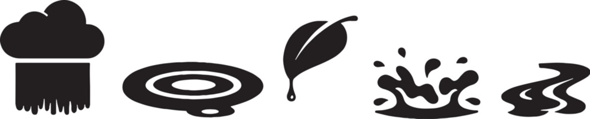 Spring Rain Water Silhouette Icons eps