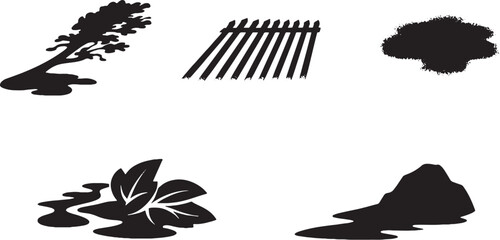 Shadow and light shapes black silhouette icon set eps