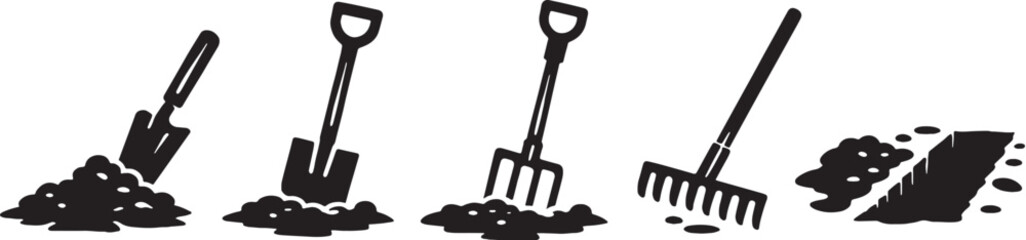 Spring bark and tree changes black silhouette icon set eps