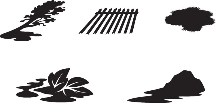 Shadow and light shapes black silhouette icon set eps