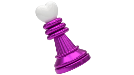 Purple Chess Pawn with Heart Topper on Black Background