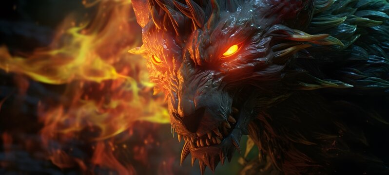 realistic photo of a glossy fenrir ifrit dryad,generative AI