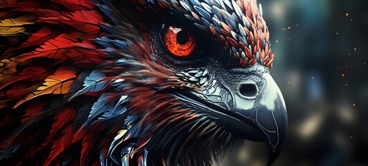 realistic photo of a glossy Devil griffin,generative AI