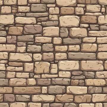 Seamless repeating pattern of stylized stone bricks with varying shades and sizes