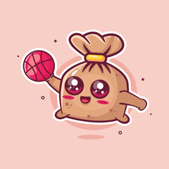 happy trash bag character mascot playing basketball isolated cartoon