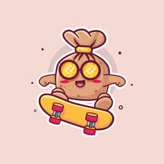 cool trash bag character mascot playing skateboard isolated cartoon