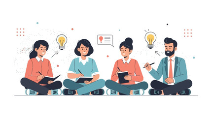 Diverse team brainstorming ideas, creative collaboration, business meeting, innovation concept