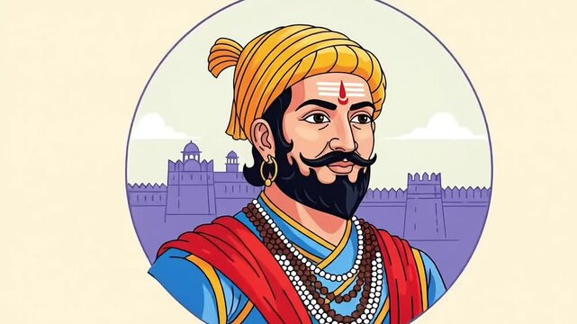 Shivaji leadership animation for chhatrapati shivaji maharaj jayanti with maratha warrior culture pride bravery patriotism history and royal india heritage