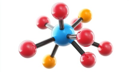 Obraz premium 105.A precise 3D representation of the tartaric acid molecule, displayed in a ball-and-stick model. The atoms are color-coded for clarity, with the structure shown in vivid detail, emphasizing the