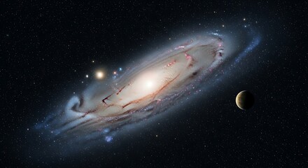 Fototapeta premium Galaxy with Stars and Planets in Space.