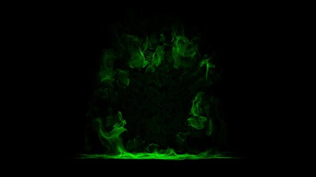 Ethereal green magic fire portal energy loop on black background
