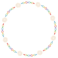 ふんわり春色 卒園・入園ガーランド＆リースシリーズ｜折り紙輪飾りリース素材
Soft Spring Pastel Graduation & Entrance Garland Series &ndash; Paper Chain Wreath Illustration